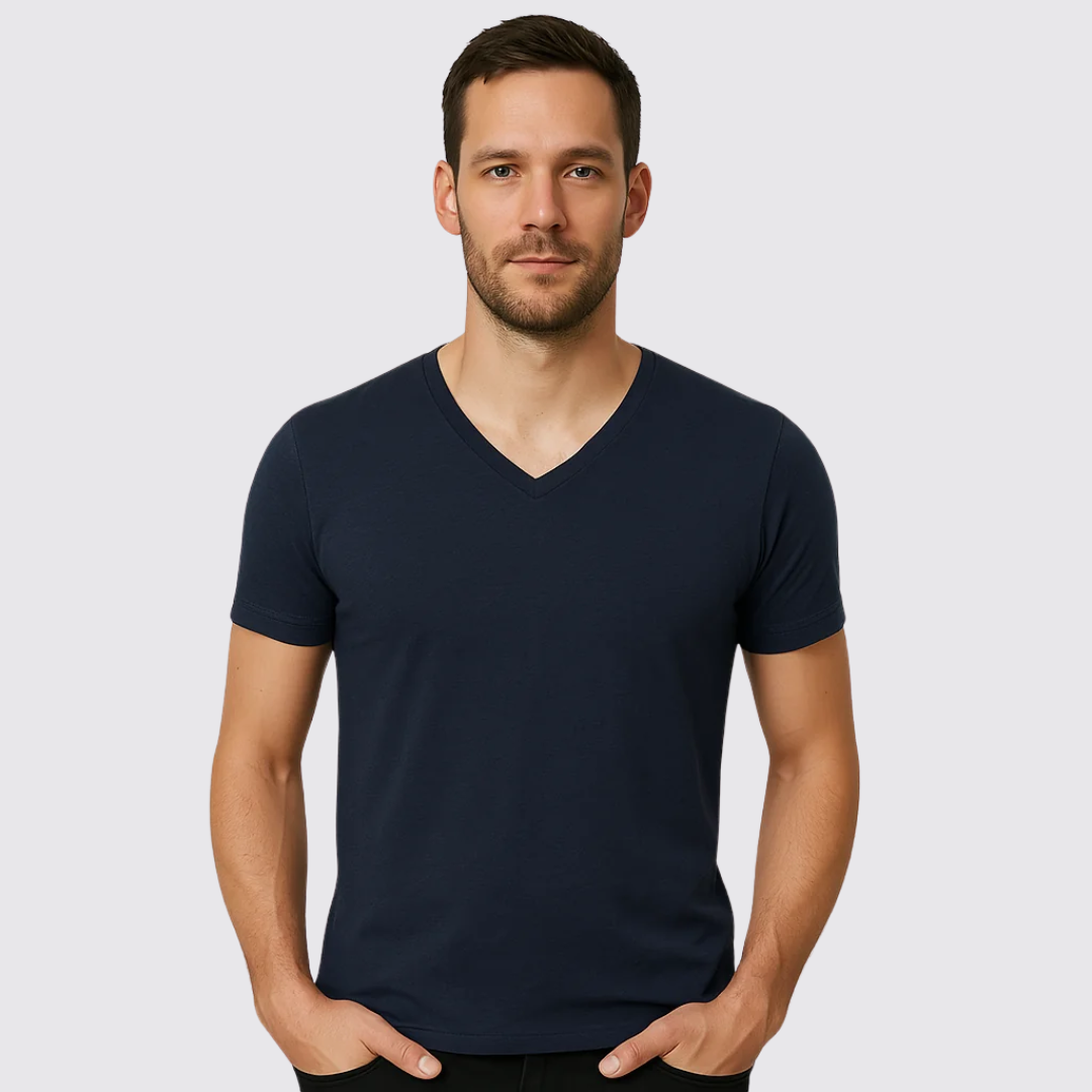 V-Ausschnitt Marineblau