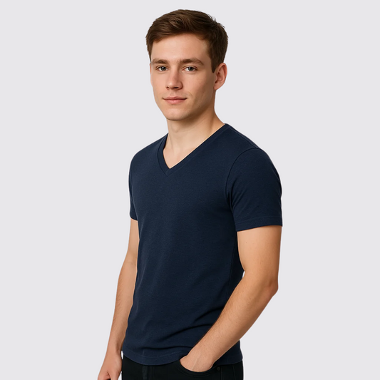V-Ausschnitt Marineblau